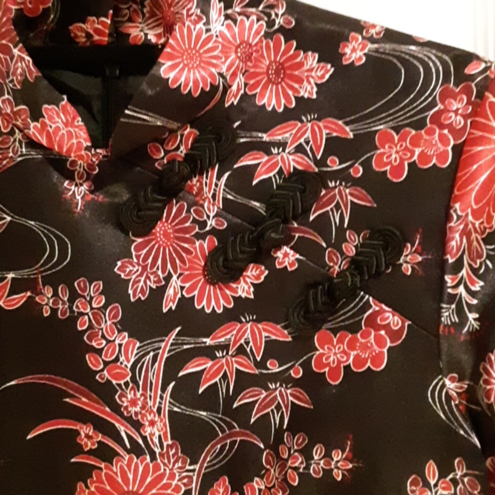 Asian style floral size 8, full length dress